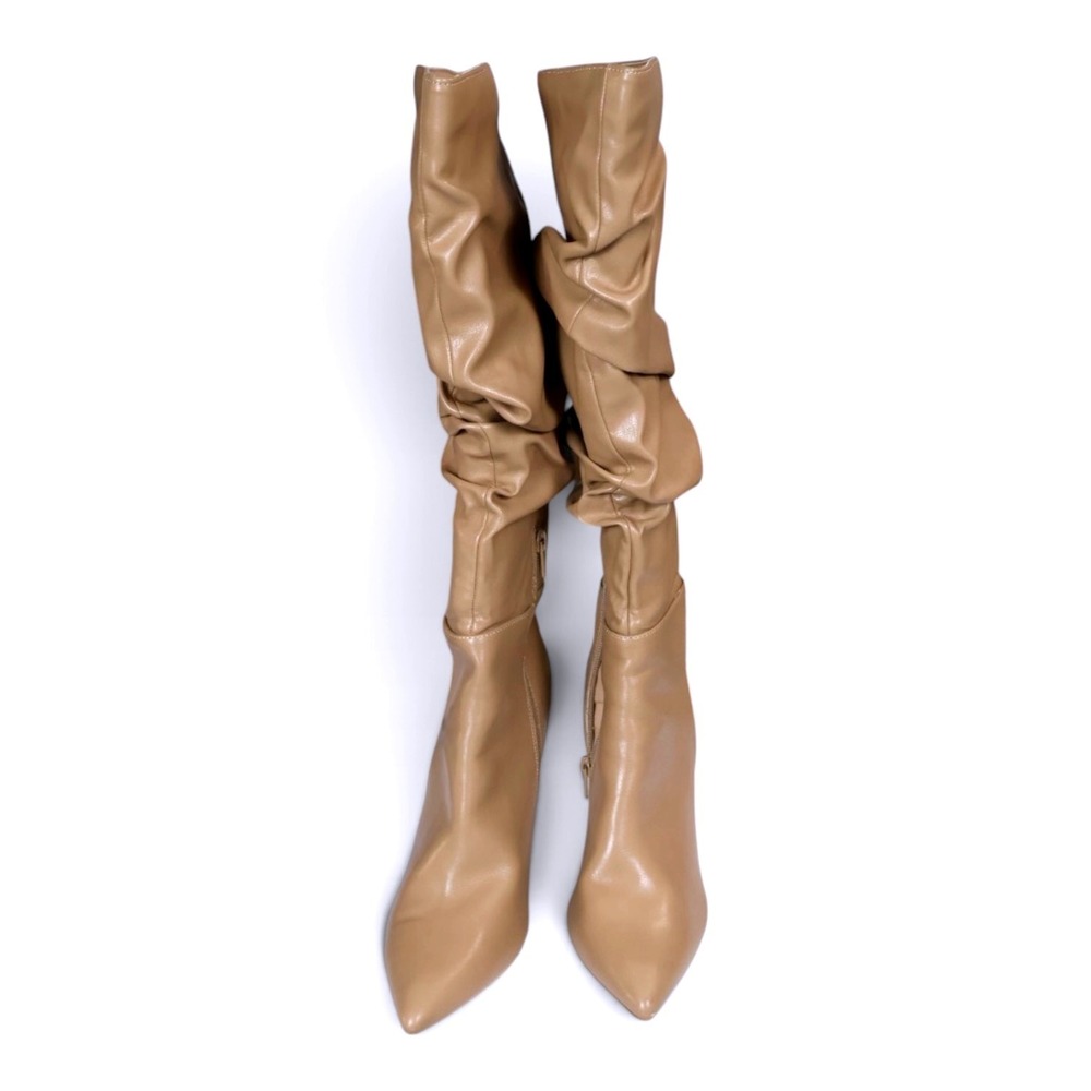 Taupe Slouchy Knee High Boots Stiletto Heel Wide Calf Vegan Journee Sonnet 9.5WC - Picture 3 of 9